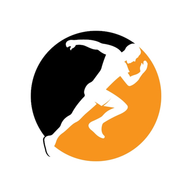 Running Man Silhouette Logo Marathon-Logo-Vorlage Laufverein oder Sportverein mit Slogan-Vorlage