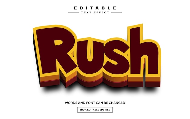 Rush 3d bearbeitbare texteffektvorlage