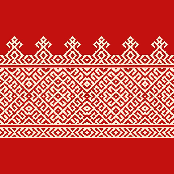 Russische alte Stickerei und Muster. Vektornahtloses Muster der slawischen Verzierung.