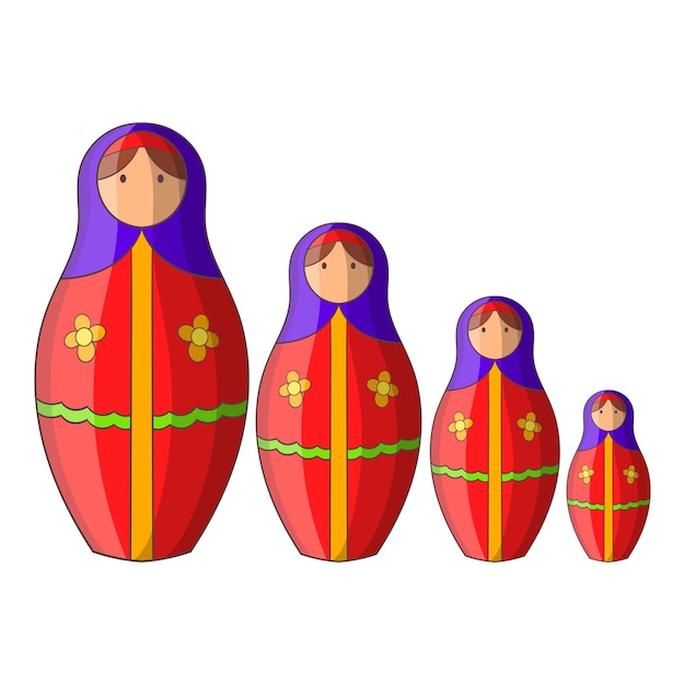 Vektor russische tradition matrioschka puppe icon cartoon-illustration der russischen tradition matrioscha puppe vektor-icon für das web-design