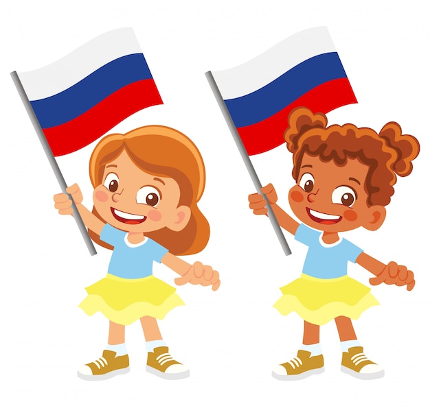 Russland flagge in hand gesetzt