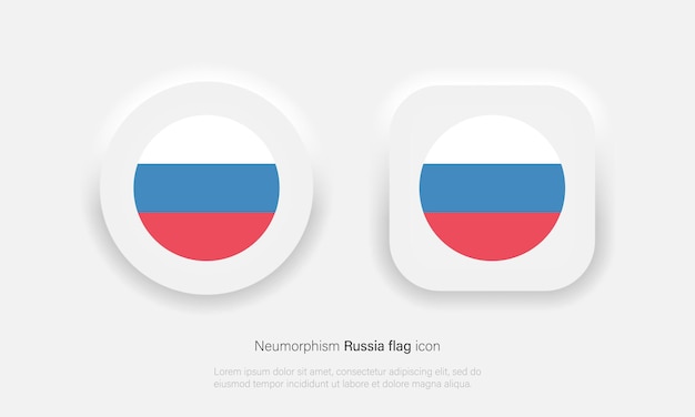 Russland-flagge in kreisform in nationalfarben, vektor. russland-flagge, offizielle farben und proportionen korrekt symbol im neumorphismus-design