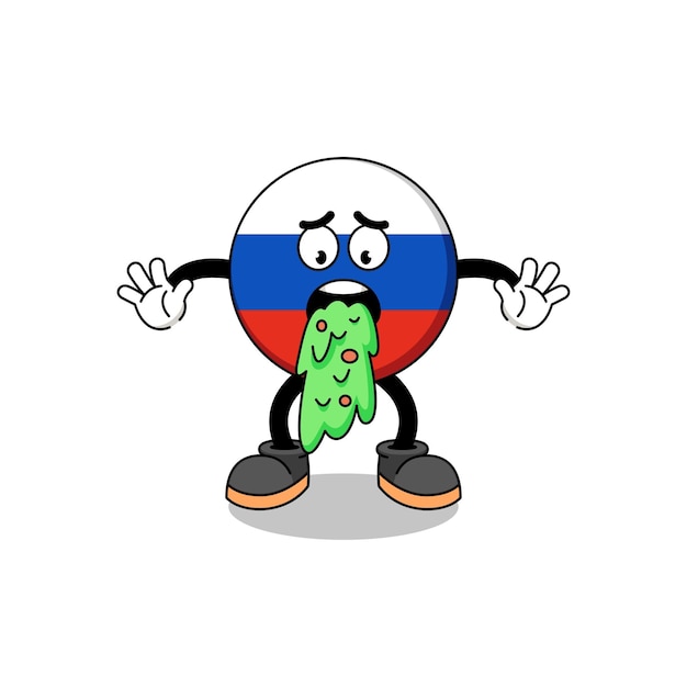 Russland flagge maskottchen cartoon erbrechen charakterdesign