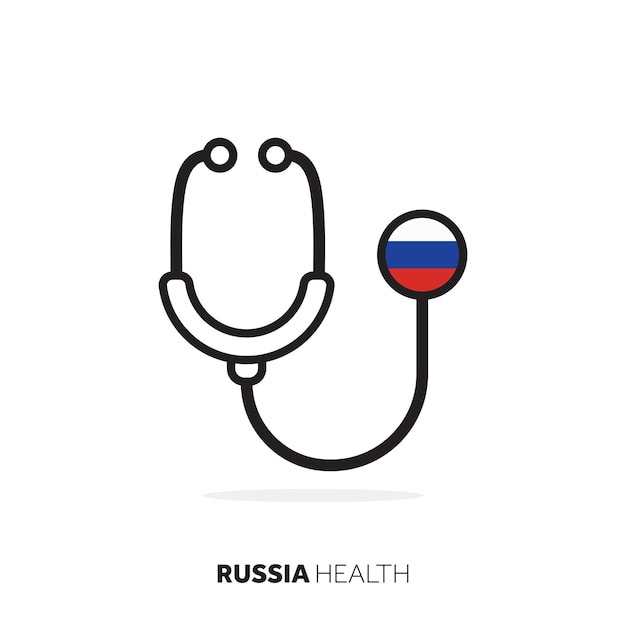 Russland gesundheitskonzept medizinisches stethoskop mit landesflagge