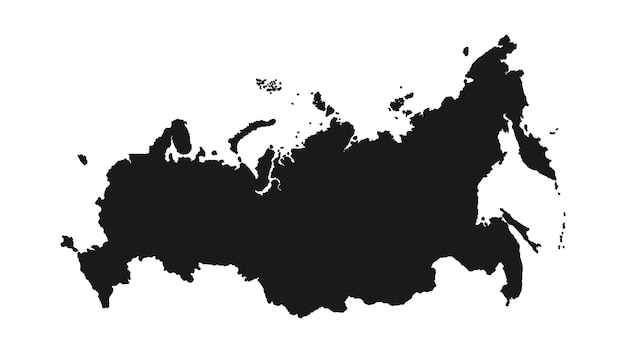 Russland-karte in schwarzer farbe, isolierter weißer hintergrund vektordarstellung der russland-karte