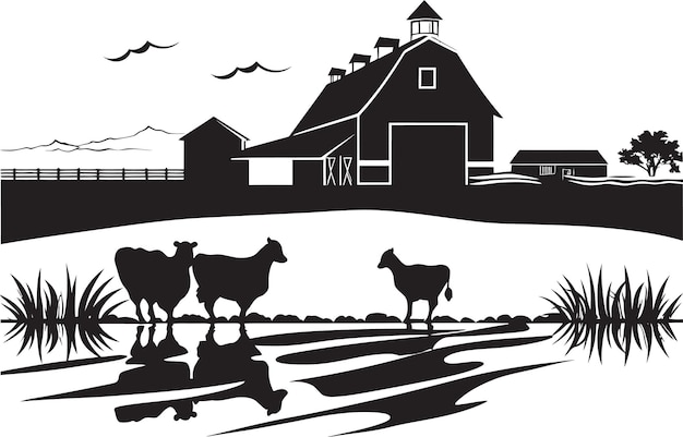 Rustic legacy vector farmhouse emblem natur's refuge schwarzes logo für die landwirtschaft