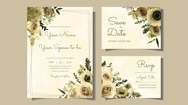 Rustikale Hochzeits-Einladungs-Blumen laden danken Ihnen rsvp moderne Karte ein