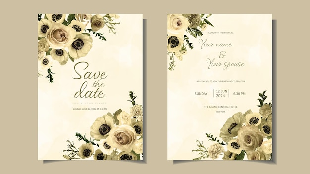 Rustikale Hochzeits-Einladungs-Blumen laden danken Ihnen rsvp moderne Karte ein