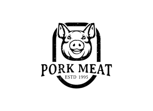 Vektor rustikales schweinefleisch und grillrestaurant vektor-logo-design