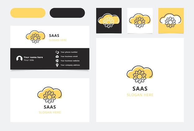 Saas-Logo-Design mit bearbeitbarem Slogan-Branding-Buch und