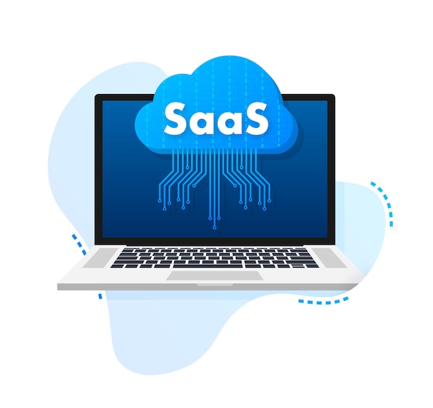 Saas-software als service cloud-dienst synchronisieren vektorillustration