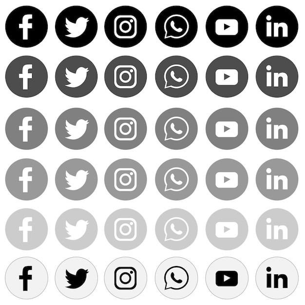 Vektor sätze von social-media-symbolen in schwarzer farbe