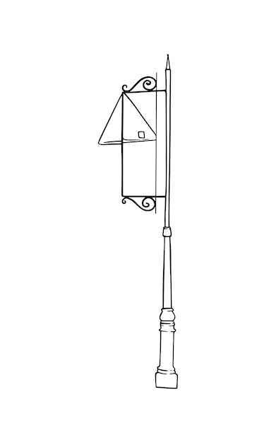 Säule mit verkehrszeichen-zeiger sicherheitsinformationen kritzeln lineares cartoon-malbuch