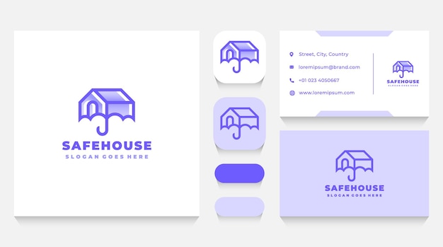 Safe and secured house logo vorlage und visitenkarte