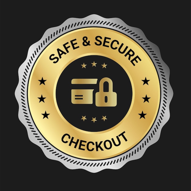 Vektor safe secure checkout-logodesign und vertrauensabzeichen