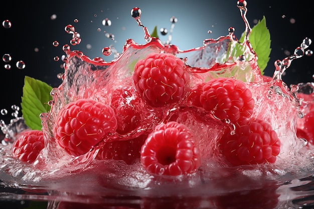 Saftige reife Himbeeren reife Hembeeren Splash von Himbeeren