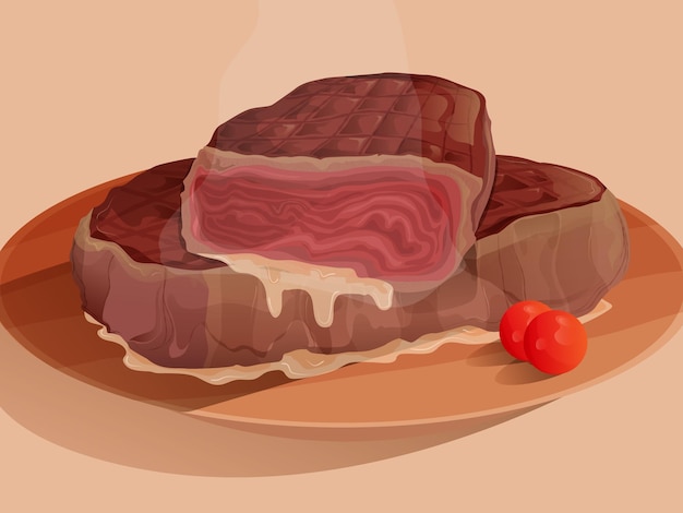 Vektor saftige steak-vektor-illustration