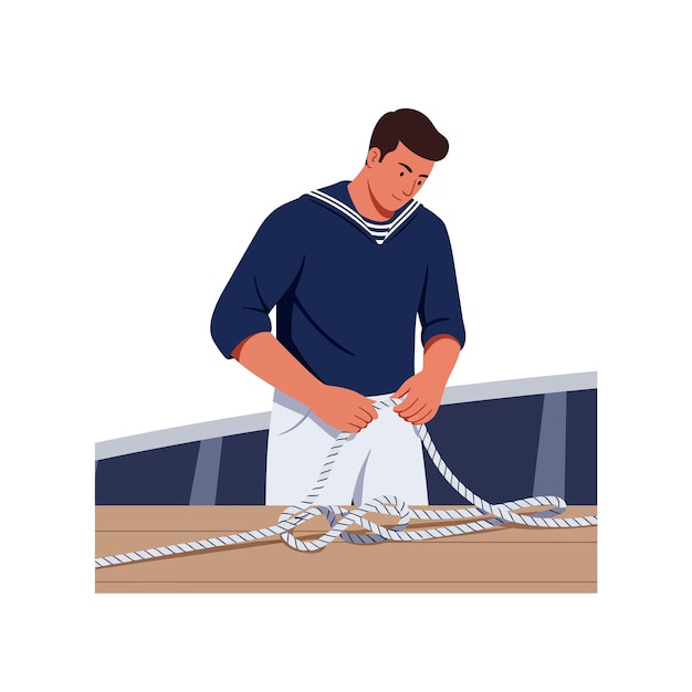 Sailor Tying a Knot on a Rope