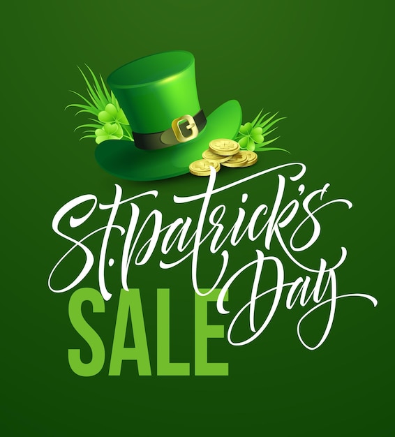 Vektor saint patricks day sale poster. beschriftung banner vorlage. illustration