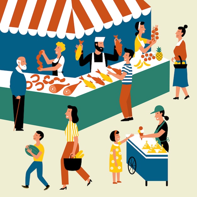 Saisonaler markt im freien, street food festival.