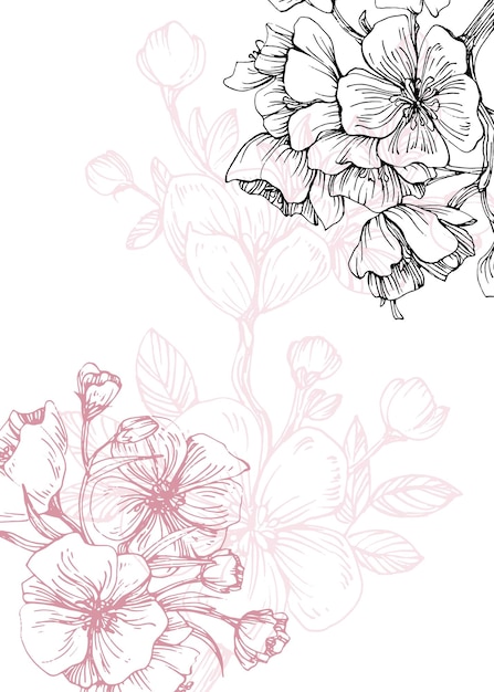 Sakura Abstrakte handgemalte Illustrationen für Wanddekoration Postkarten Social Media Banner