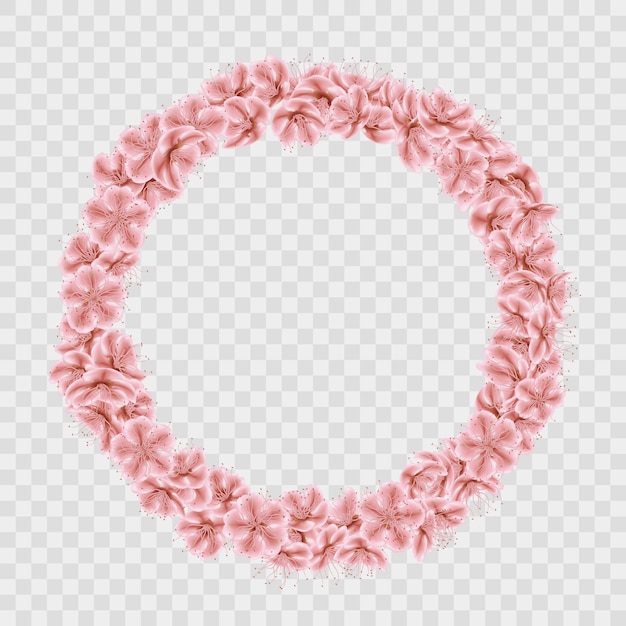 Sakura Blütenblätter Kreisrahmen auf transparentem Hintergrund.