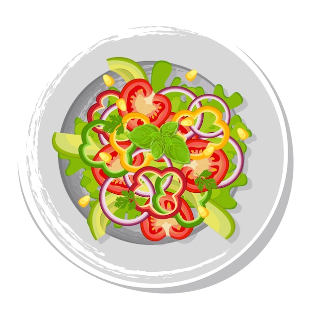 Salat aus frischem Gemüse und grünen Blättern