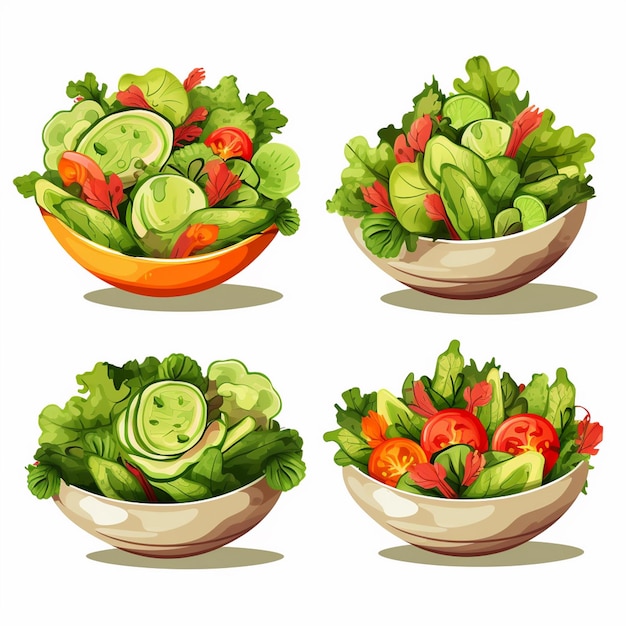 Salat lebensmittel frisch illustration diät vektor bio gesund gemüse  ernährung schüssel vegeta