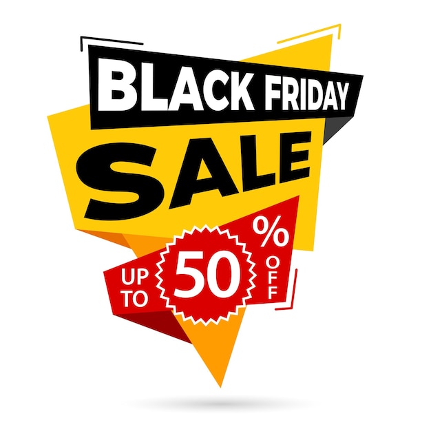 Sale banner design template black friday sale label bis zu 50% rabatt auf isolierte vektorillustrationen