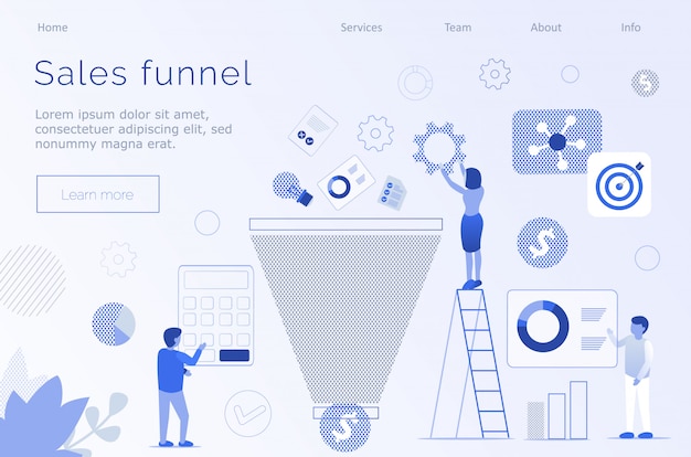 Sales funnel marketing metapher bearbeitbare textseite