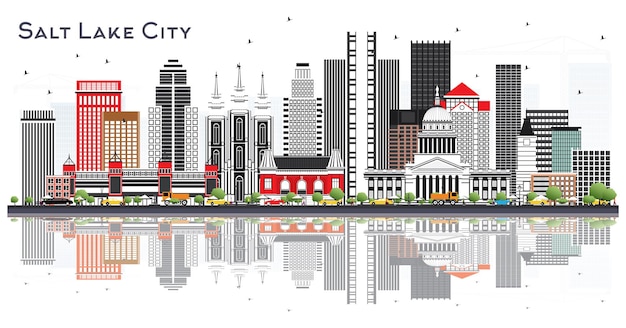 Salt Lake City Utah City Skyline mit grauen Gebäuden, isoliert auf weiss