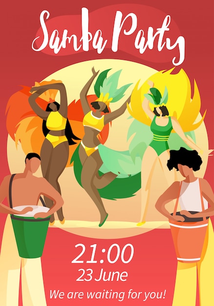 Vektor samba party 21:00 23. juni wir warten auf sie!