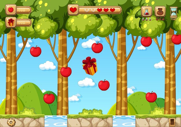 Sammeln von apples platformer-spielvorlagen