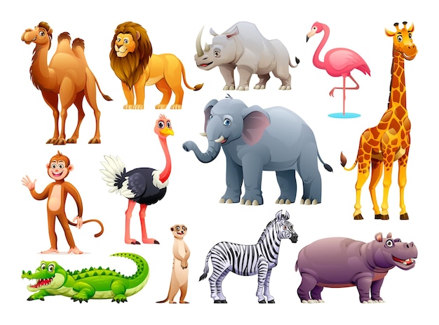 Sammlung afrikanischer Tiere Vektor-Cartoon-Illustration