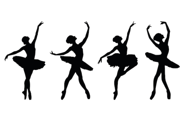 Vektor sammlung anmutiger ballerina-silhouettenformen
