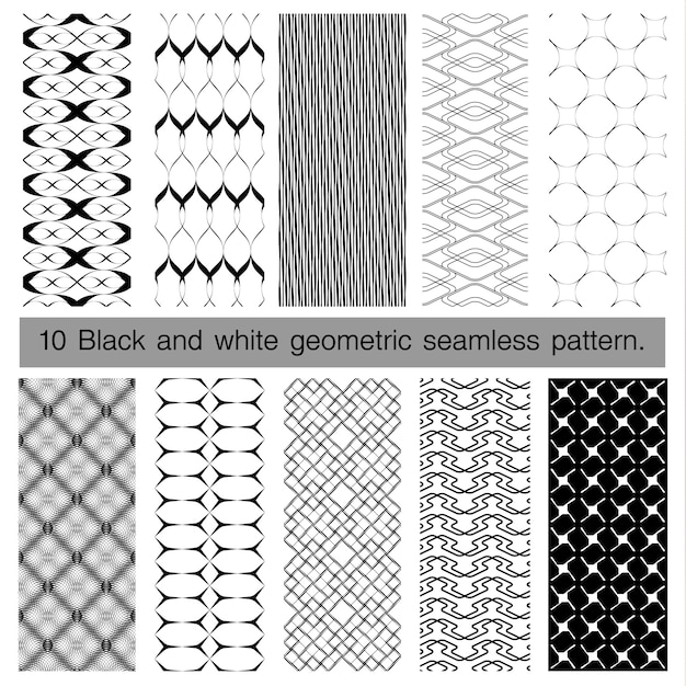 Sammlung des geometrischen nahtlosen schwarzweiss-musters