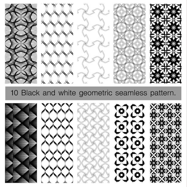 Sammlung des geometrischen nahtlosen Schwarzweiss-Musters.