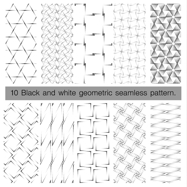 Sammlung des geometrischen nahtlosen Schwarzweiss-Musters.