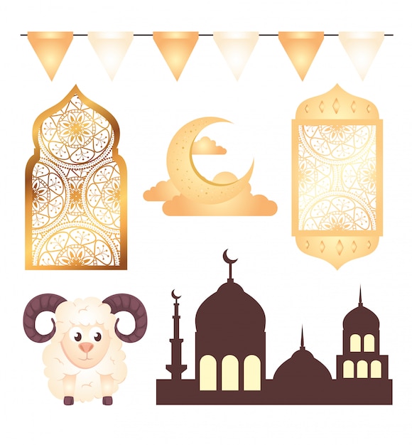 Sammlung, eid al adha mubarak ikonendekoration