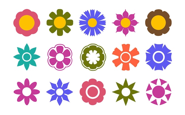 Sammlung farbenfroher Vektorblumen für Design und Dekoration