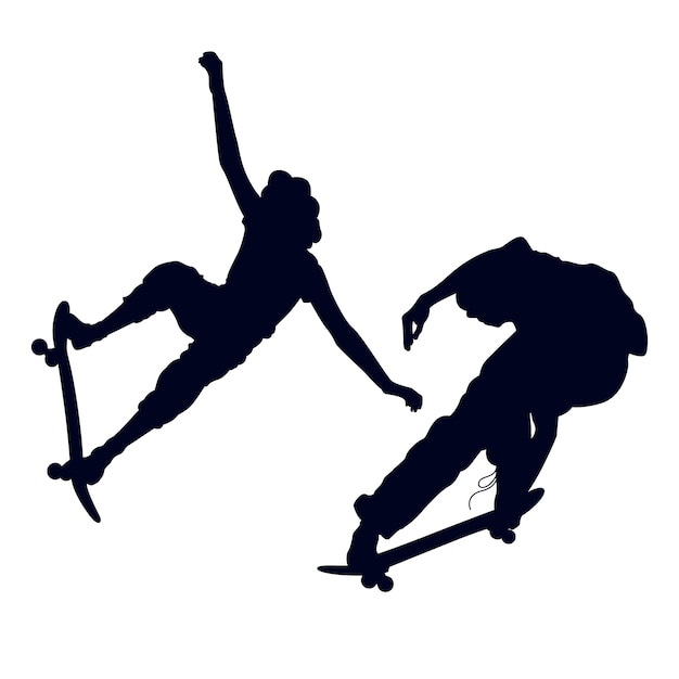 Vektor sammlung flacher skateboard-silhouetten