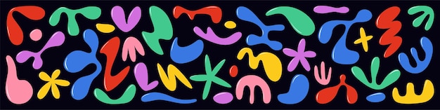 Vektor sammlung flüssiger abstrakter formen im cartoon-stil farbige y2k-vektorillustration