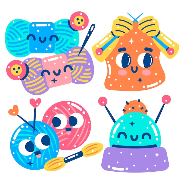 Sammlung glitzernder Stricksticker