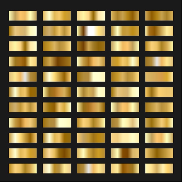 Vektor sammlung goldener metallischer farbverlauf brillantplatten mit goldeffekt