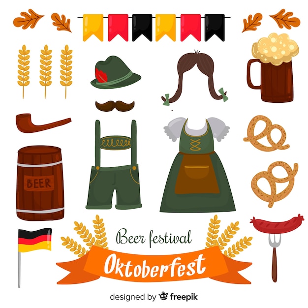 Sammlung hand gezeichnete oktoberfest elemente