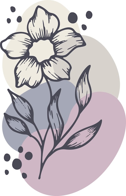 Vektor sammlung handgezeichneter frühlingsblumen und pflanzen. monochrome vektorillustrationen im skizzenstil