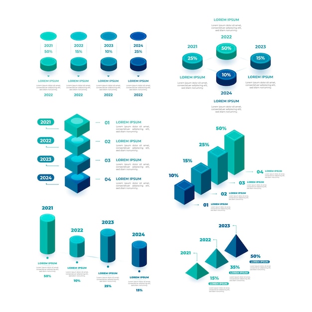 Sammlung isometrischer infografik-elemente