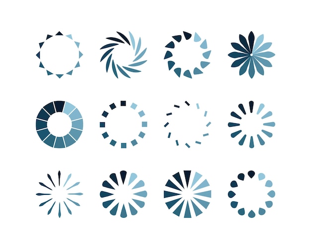 Sammlung Laden des Status-Symbols der Balken Vektor-Illustration Satz von vector-geladenen Ikonen Herunterladen des Fortschritts Donload oder Upload