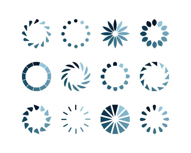 Sammlung Laden des Status-Symbols der Balken Vektor-Illustration Satz von vector-geladenen Ikonen Herunterladen des Fortschritts Donload oder Upload