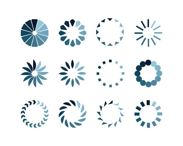 Sammlung Laden des Status-Symbols der Balken Vektor-Illustration Satz von vector-geladenen Ikonen Herunterladen des Fortschritts Donload oder Upload